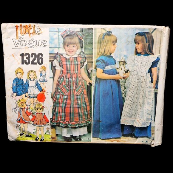 Vintage LITTLE VOGUE 1326 Children's Dress Pinafore Size 3 Some CUT..Not all. - Picture 6 of 6
